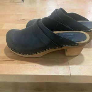 Sanita Black Nubuck Mules Clog Size 39